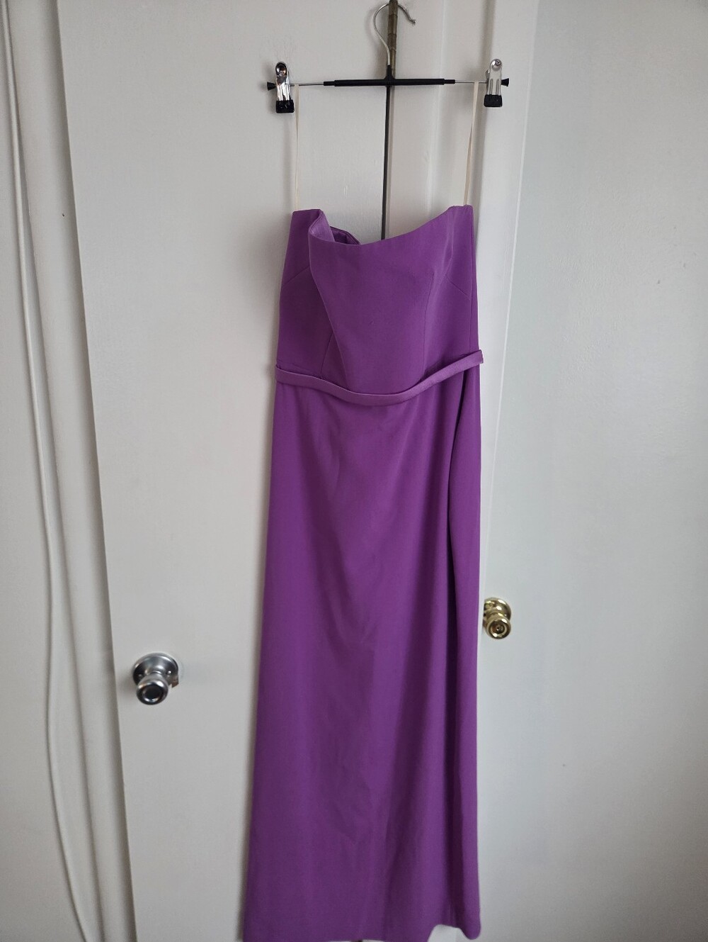 Alex Perry Purple Strapless Formal Designer Belted Long Maxi Gown Dress Size 10